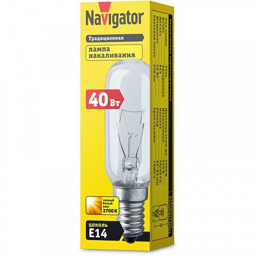 Лампа накал. Е14 25W трубчатая для вытяжек Navigator