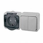 Блок (2 клавишный + розетка с/з + шторки) IP44 ОП ЭТЮД BPA16-242B